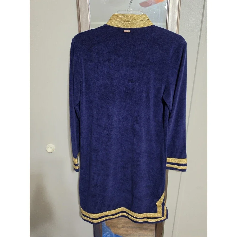 Cabana Life Navy Blue Velvet Caftan Tunic - Size Small - Excellent Pre-Owned...